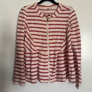 Free People Red and Cream Striped Sweater